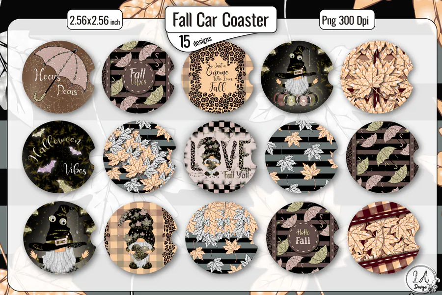 15 Fall Car Coaster Designs preview for car coaster sublimation designs