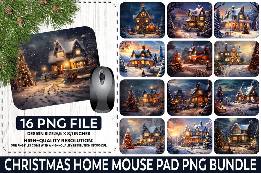 Christmas Home Mouse Pad Design preview for Christmas mouse pad sublimation designs