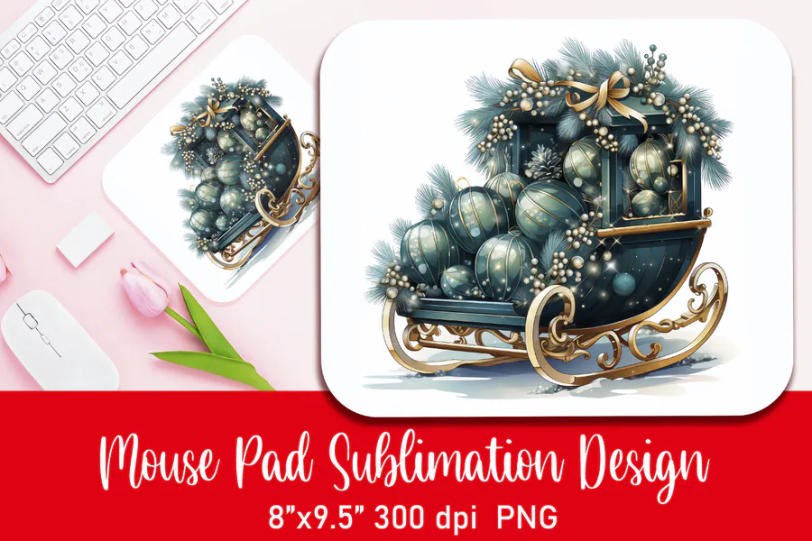 Santa’s Sleigh Mouse Pad preview for Christmas mouse pad sublimation designs