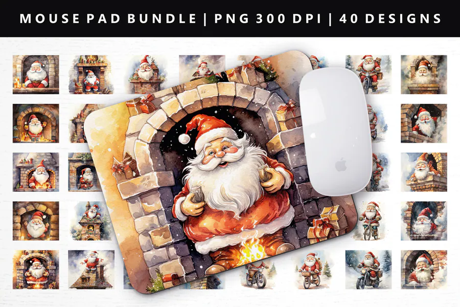 Funny Santa Mouse Pad Bundle preview for Christmas mouse pad sublimation designs