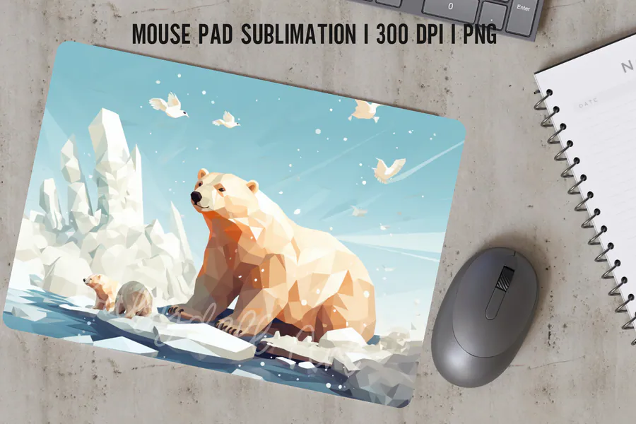 Winter Bear Mouse Pad Sublimation preview for Christmas mouse pad sublimation designs