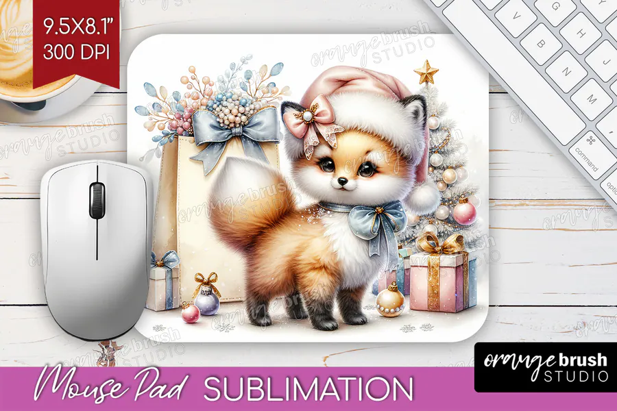 Fox Christmas Mouse Pad Sublimation preview for Christmas mouse pad sublimation designs