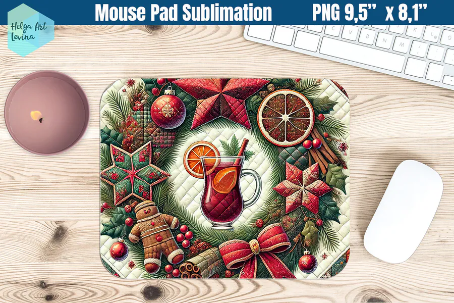 Christmas Patchwork Mouse Pad PNG preview for Christmas mouse pad sublimation designs
