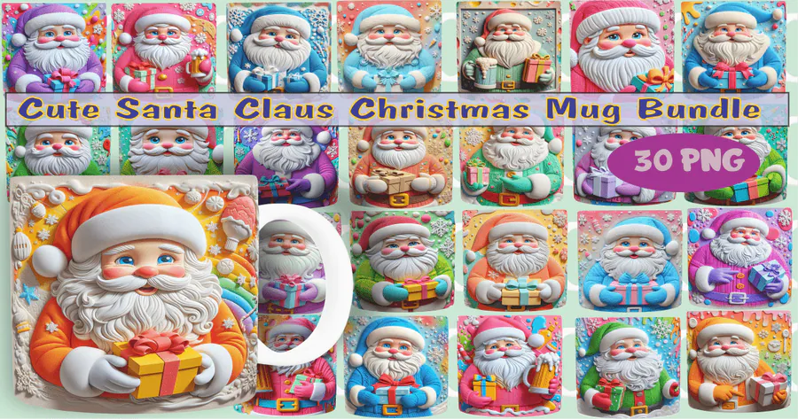 30 Cute Santa Claus Mug Designs preview for Christmas mug sublimation