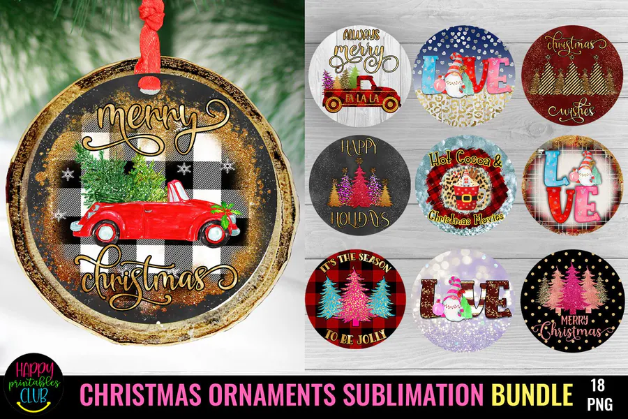 Christmas Ornament Sublimation Bundle 2 preview for sublimation ornaments