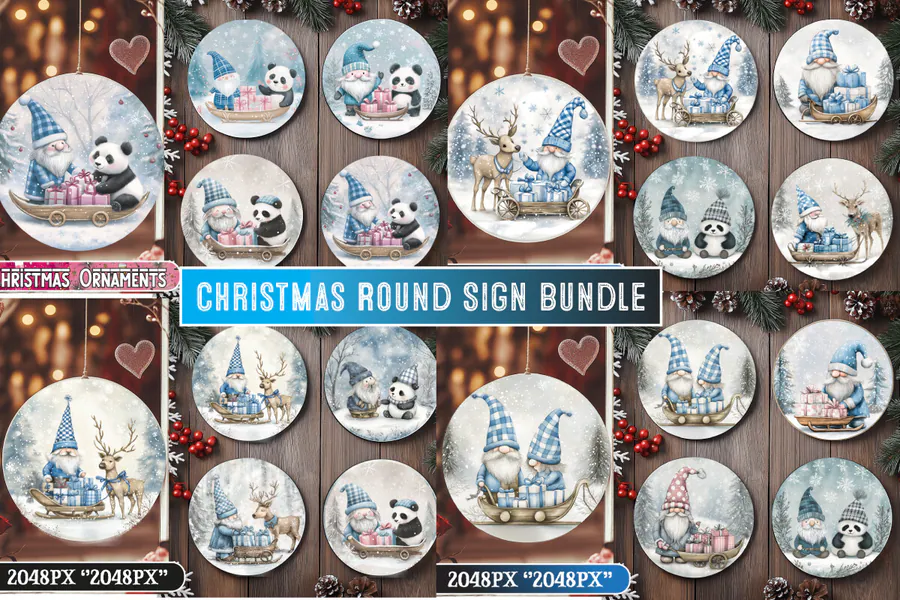 Christmas Ornaments Sublimation Bundle preview for sublimation ornaments