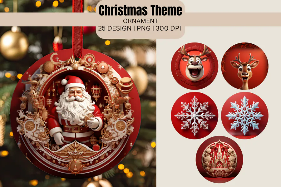 3D Christmas Ornament Sublimation Bundle 2 preview for sublimation ornaments