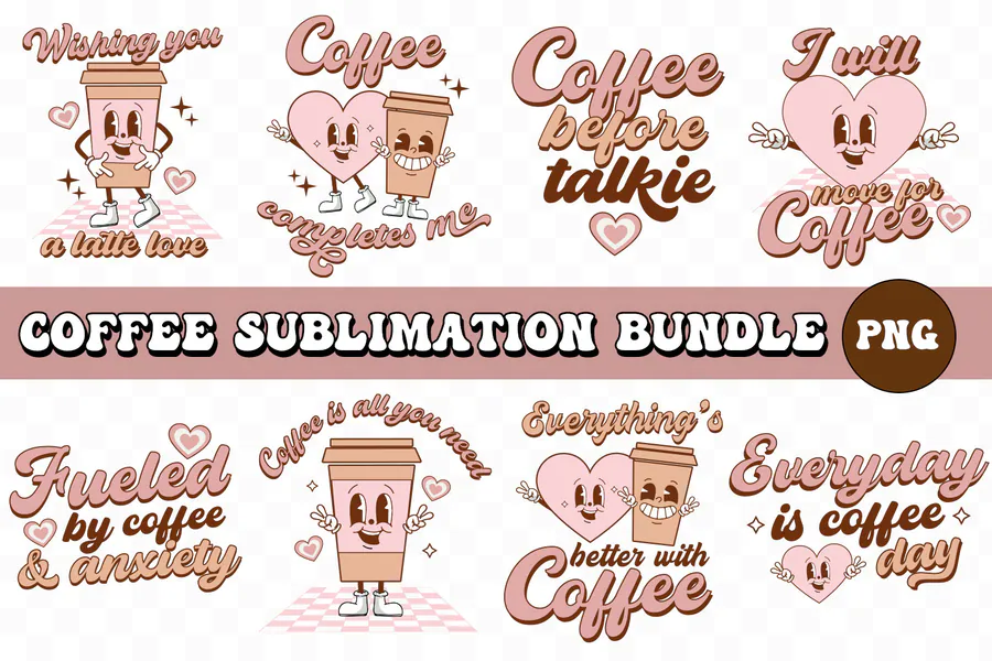 Retro Coffee Sublimation Artwork preview for coffee sublimation designs
