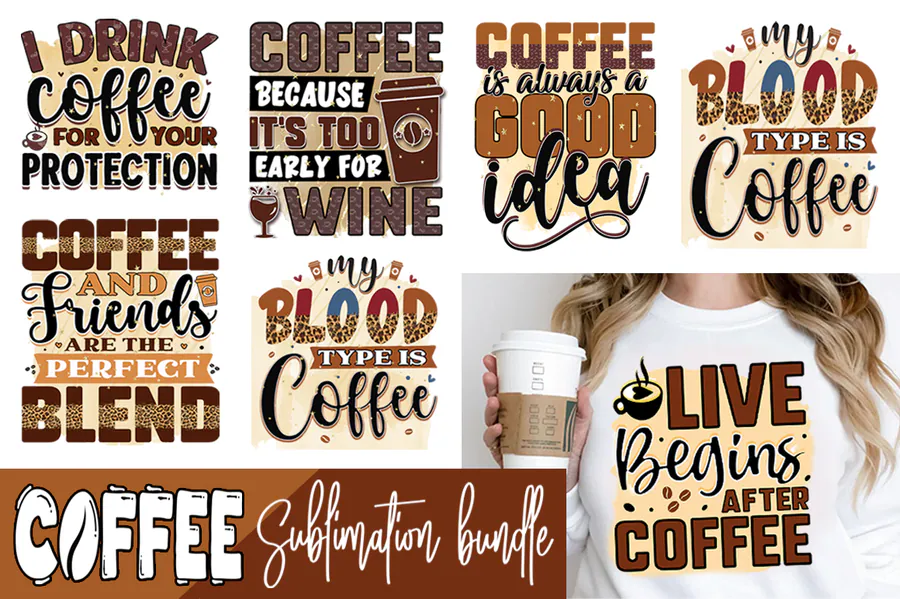 Coffee Sublimation Bundle preview for coffee sublimation designs