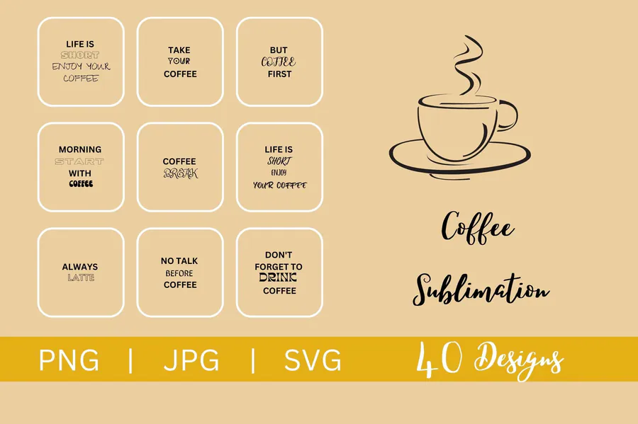 Coffee Sublimation Bundle preview for coffee sublimation designs
