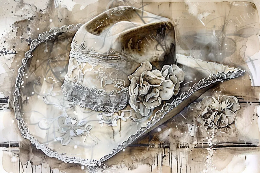 Vintage Lace Cowboy Hat preview for sublimation hat designs