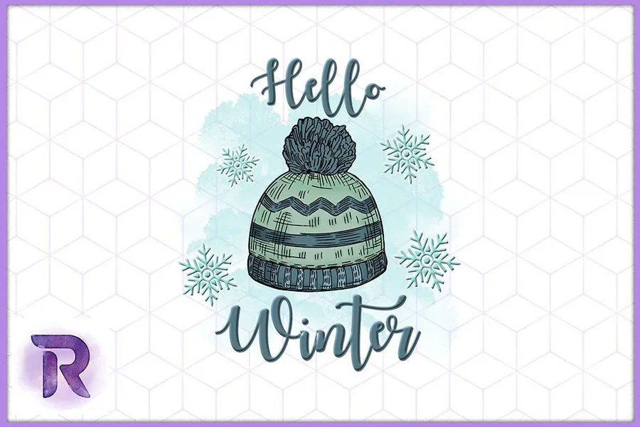 Hello Winter Knit Hat Sublimation preview for sublimation hat designs