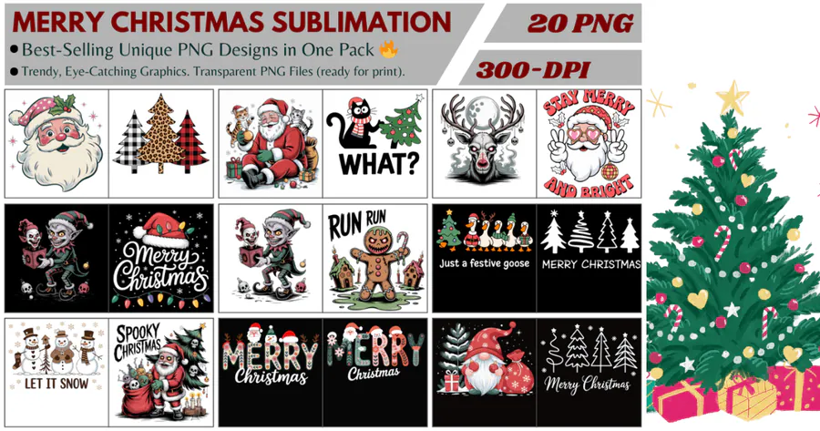 Merry Christmas Sublimation Bundle 46 preview for sublimation hat designs