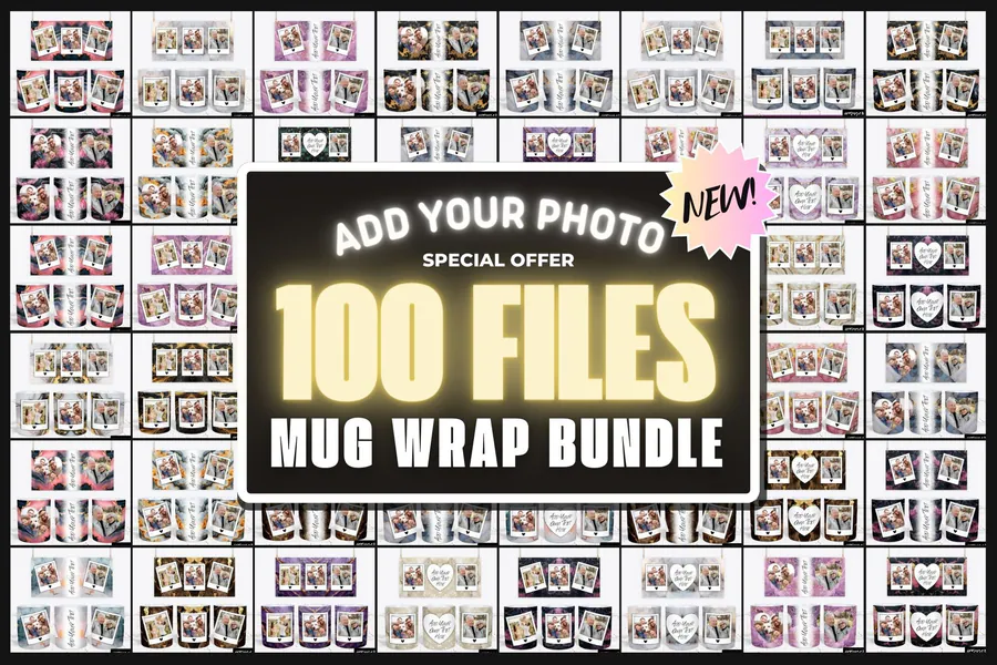 Add Your Photo Mug Wrap PNG Bundle preview for sublimation mug designs