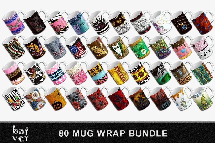 Mug Wrap Sublimation Design Big Bundle preview for sublimation mug designs