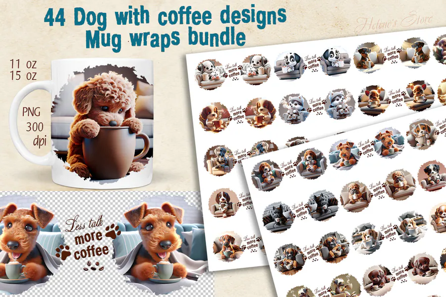 3D Dog Quote Mug Wrap preview for sublimation mug designs
