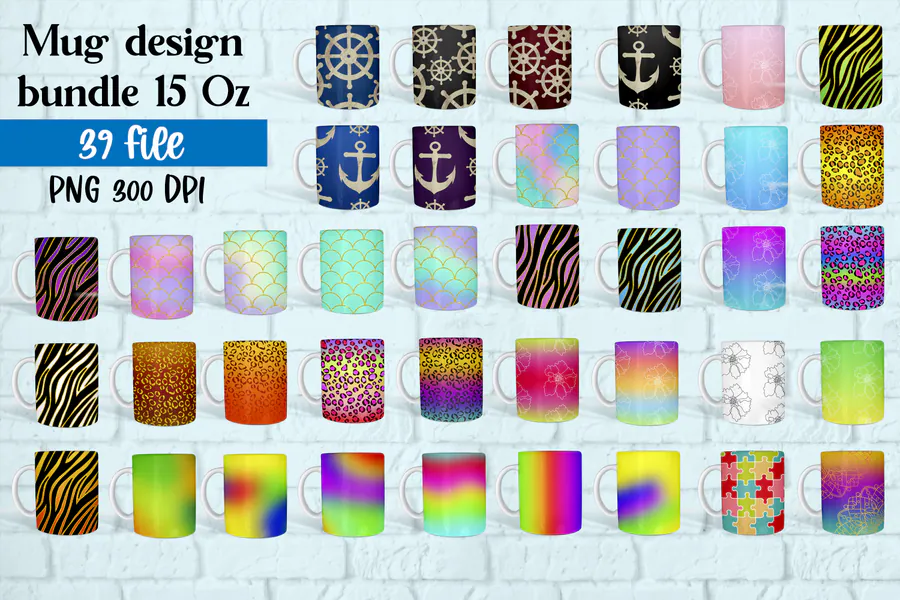 39-Design Mug Sublimation Bundle preview for sublimation mug designs