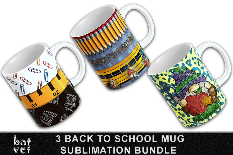 Back to School Mug Sublimation Bundle preview for sublimation mug designs