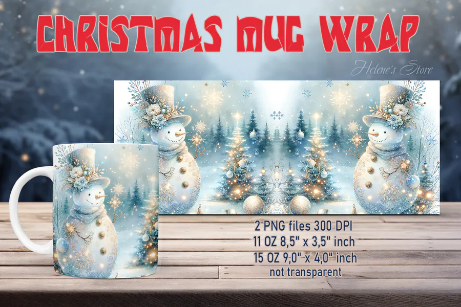 Cute Snowman Mug Wrap 5 preview for sublimation mug designs