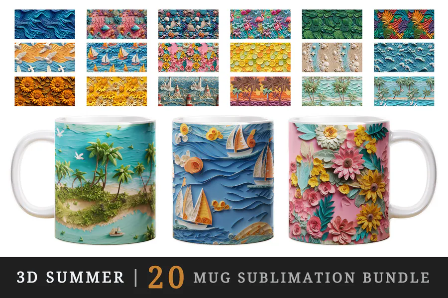 Summer Mix Mug Cup Wrap Sublimation preview for cup sublimation designs
