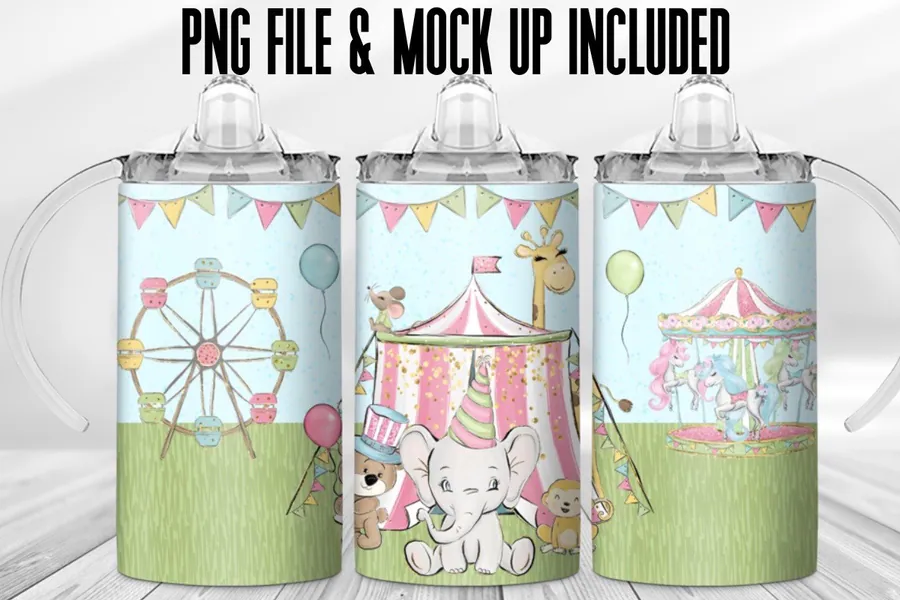 Baby Animal Carnival Sippy Cup preview for cup sublimation designs