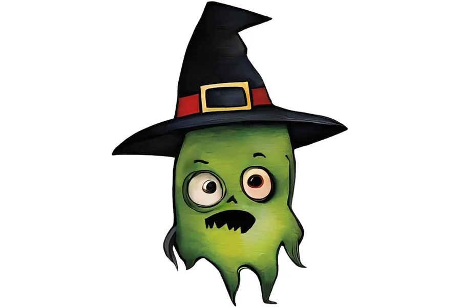 Green Halloween Monster watercolor PNG preview for Halloween crafts