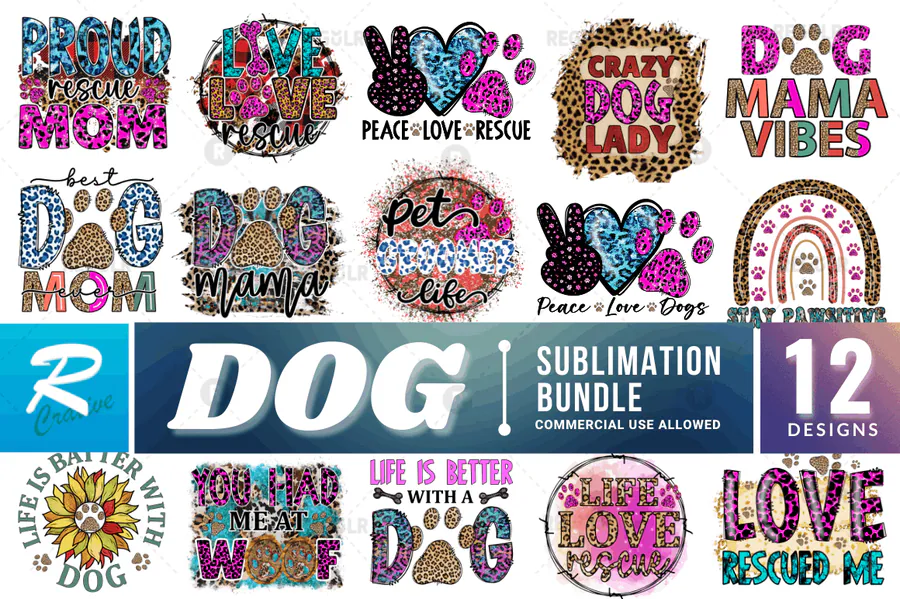 Dog sublimation quote bundle preview