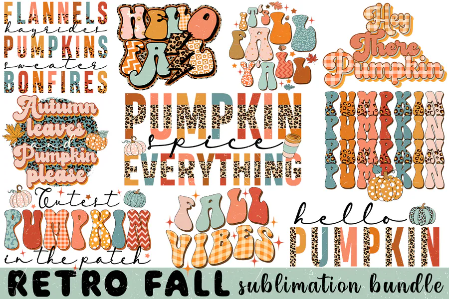 Retro Fall Autumn Sublimation Bundle preview for fall sublimation