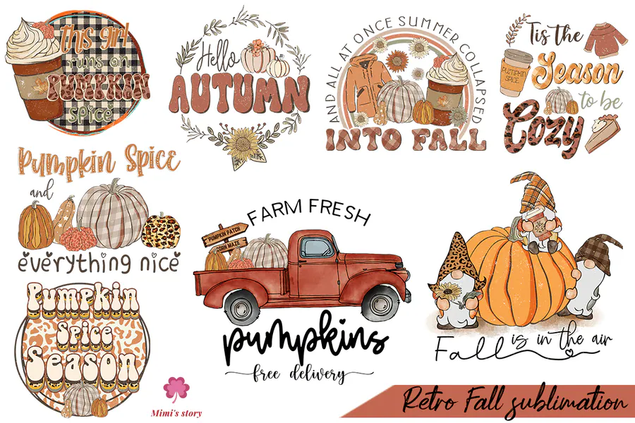 Retro Fall Sublimation Bundle preview for fall sublimation