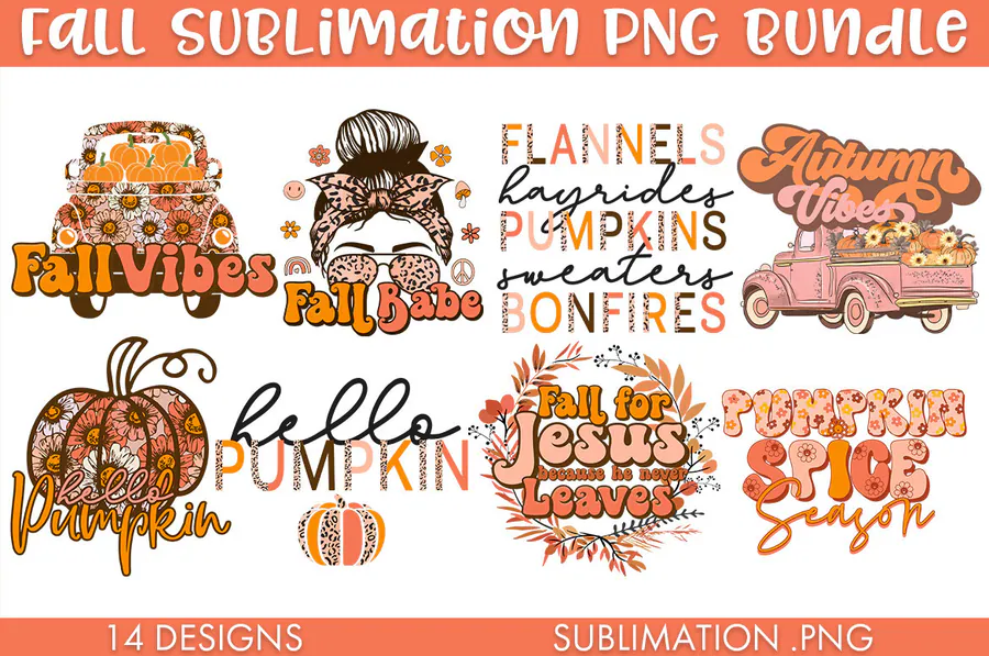 Fall Sublimation PNG Bundle preview for fall sublimation