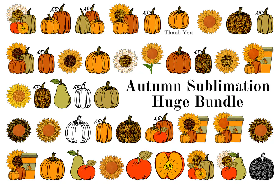 Fall Sublimation Bundle - Autumn PNG preview for fall sublimation