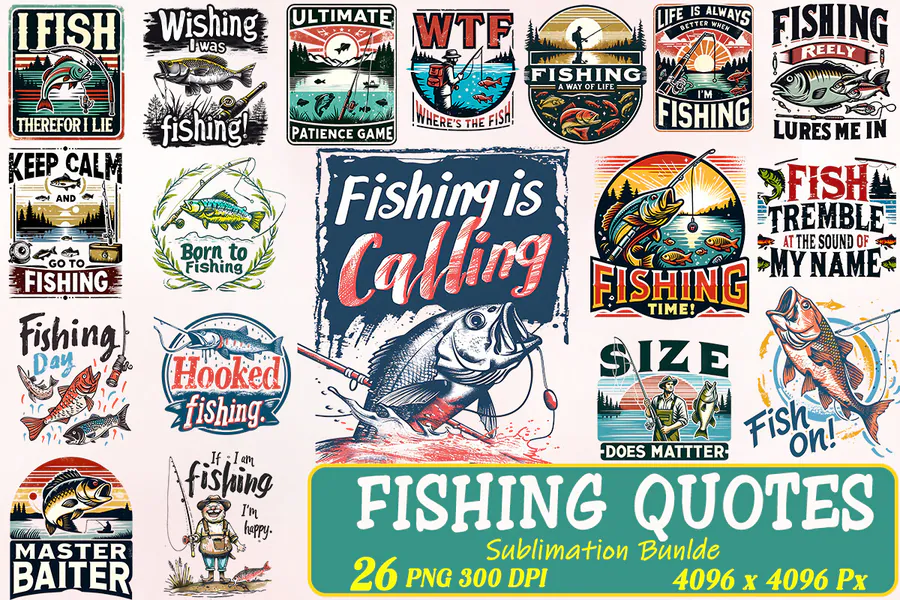 Fishing Quotes Sublimation Bundle preview for fishing sublimation