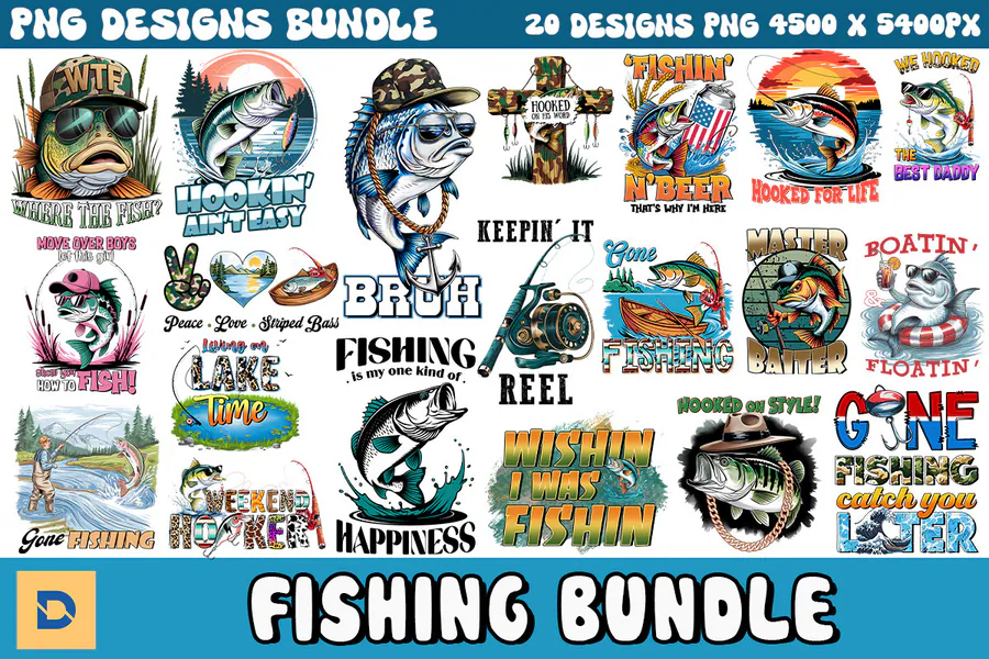 Fishing Sublimation Bundle preview for fishing sublimation
