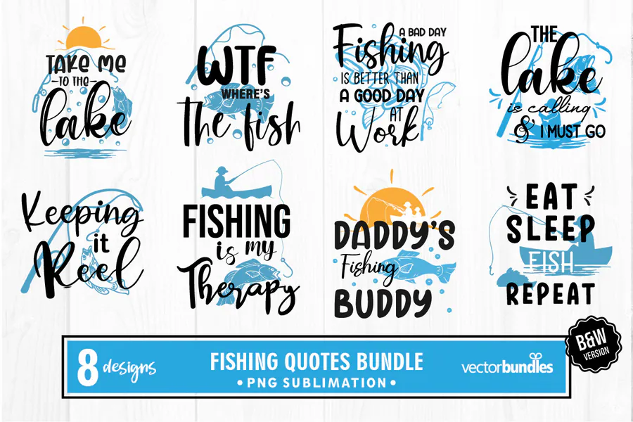 Sublimation Fishing Quotes Bundle preview for fishing sublimation