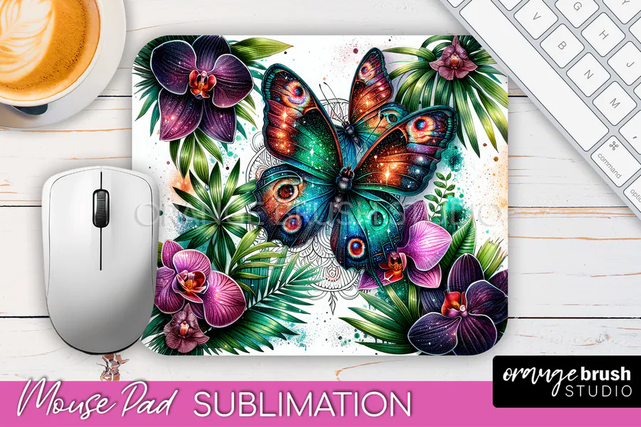 Butterfly Garden Mouse Pad 14 preview for floral mouse pad sublimation designs