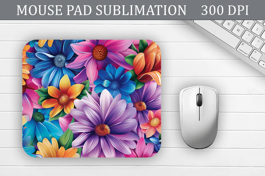 Dimensional Floral Mouse Pad preview for floral mouse pad sublimation designs
