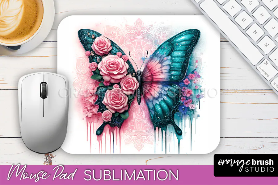 Butterfly Garden Mouse Pad 39 preview for floral mouse pad sublimation designs