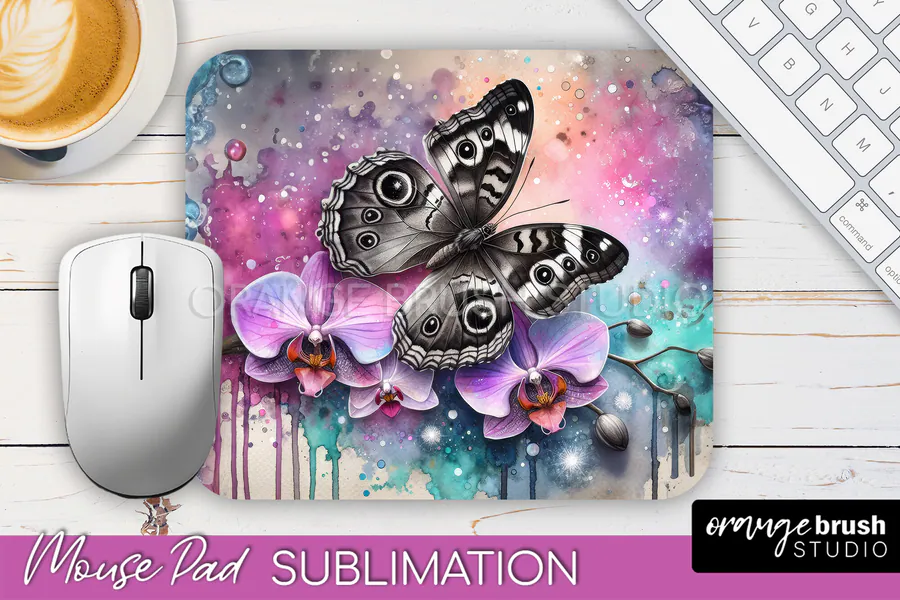 Butterfly Garden Mouse Pad 55 preview for floral mouse pad sublimation designs