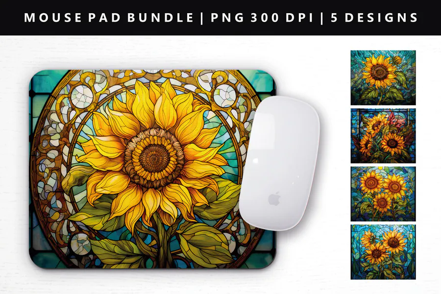 Sunflower Mouse Pad Sublimation Set preview for floral mouse pad sublimation designs