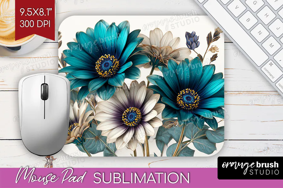 3D Flowers Mouse Pad PNG Sublimation preview for floral mouse pad sublimation designs