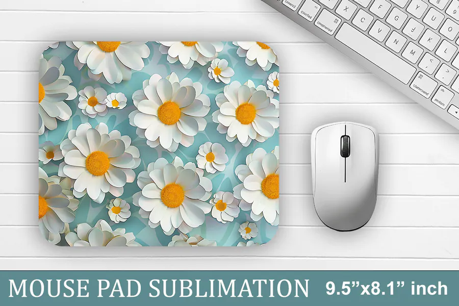 Daisy Flower Mouse Pad Sublimation PNG preview for floral mouse pad sublimation designs