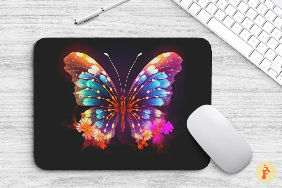 Mouse Pad Butterfly Color Rich Vivid preview for floral mouse pad sublimation designs