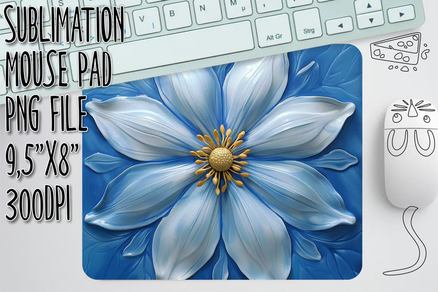 3D Floral Mouse Pad Art preview for floral mouse pad sublimation designs