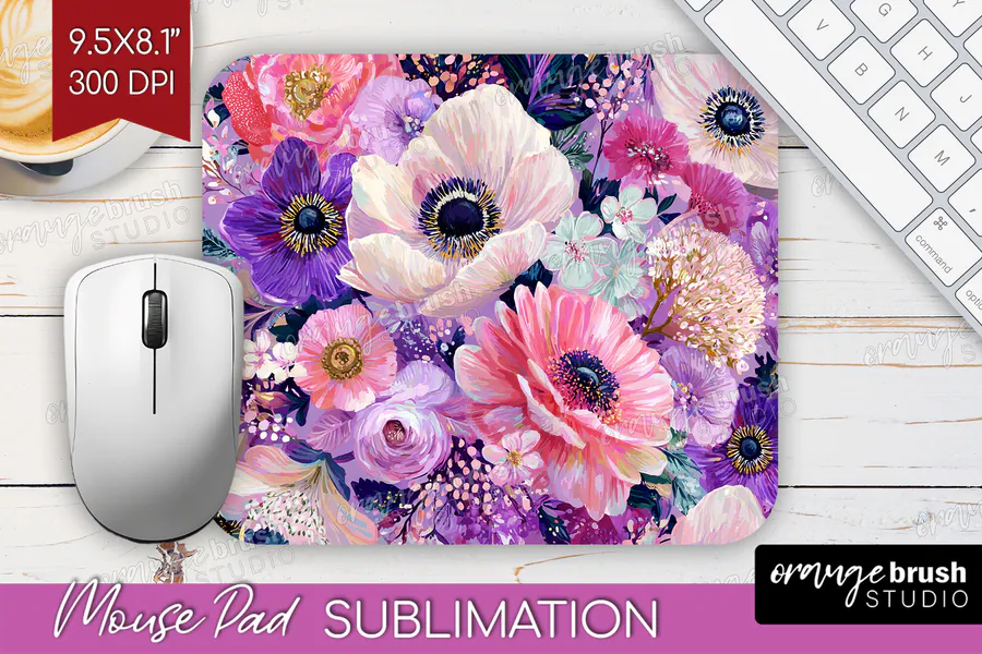 3D Flowers Mouse Pad PNG Sublimation 2 preview for floral mouse pad sublimation designs
