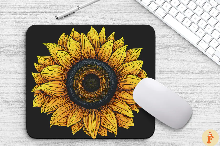 Beautiful Sunflower Mouse Pad Design preview for floral mouse pad sublimation designs