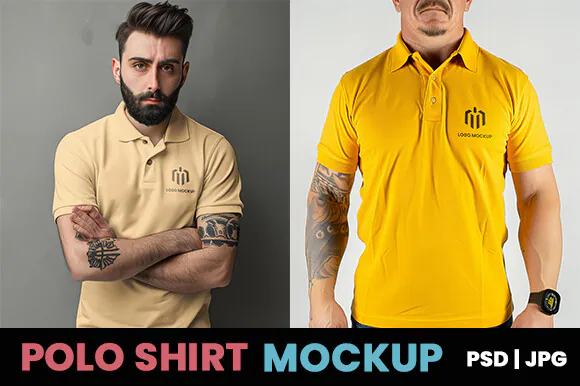 High-End Polo Shirt Mockup preview for full sublimation polo shirt design