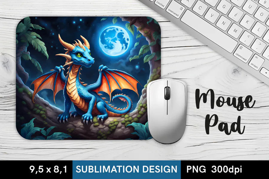 Cute Night Dragon Mouse Pad preview for gaming mouse pad sublimation designs