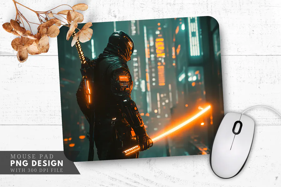 Cyber Samurai Mouse Pad preview for gaming mouse pad sublimation designs