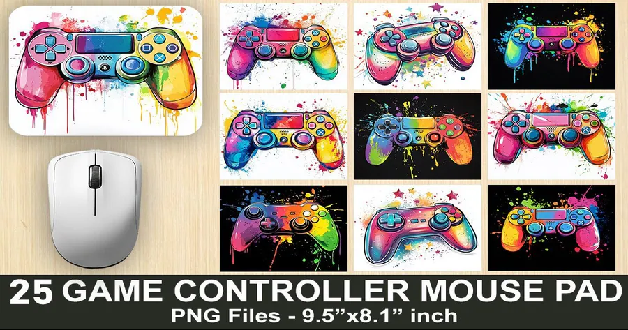 25-Design Game Controller Bundle 3 preview for gaming mouse pad sublimation designs