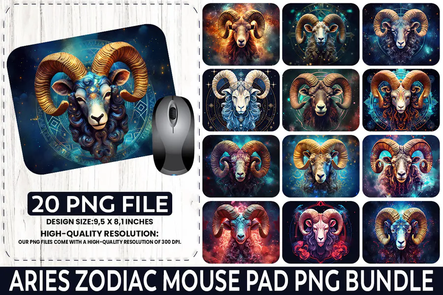 Aries Zodiac Sublimation Mouse Pad Bundle preview for mouse pad sublimation designs